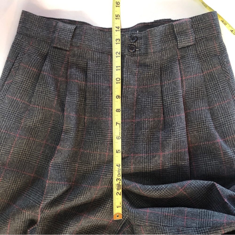Vintage Giorgio Sant’Angelo Glen Check Plaid Wool Pants Gray Red - Picture 12 of 17